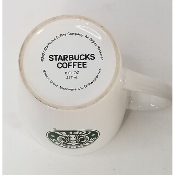 Starbucks Classic Mug 8 oz. 2007 Coffee Cup Siren White Ceramic - Picture 5 of 5